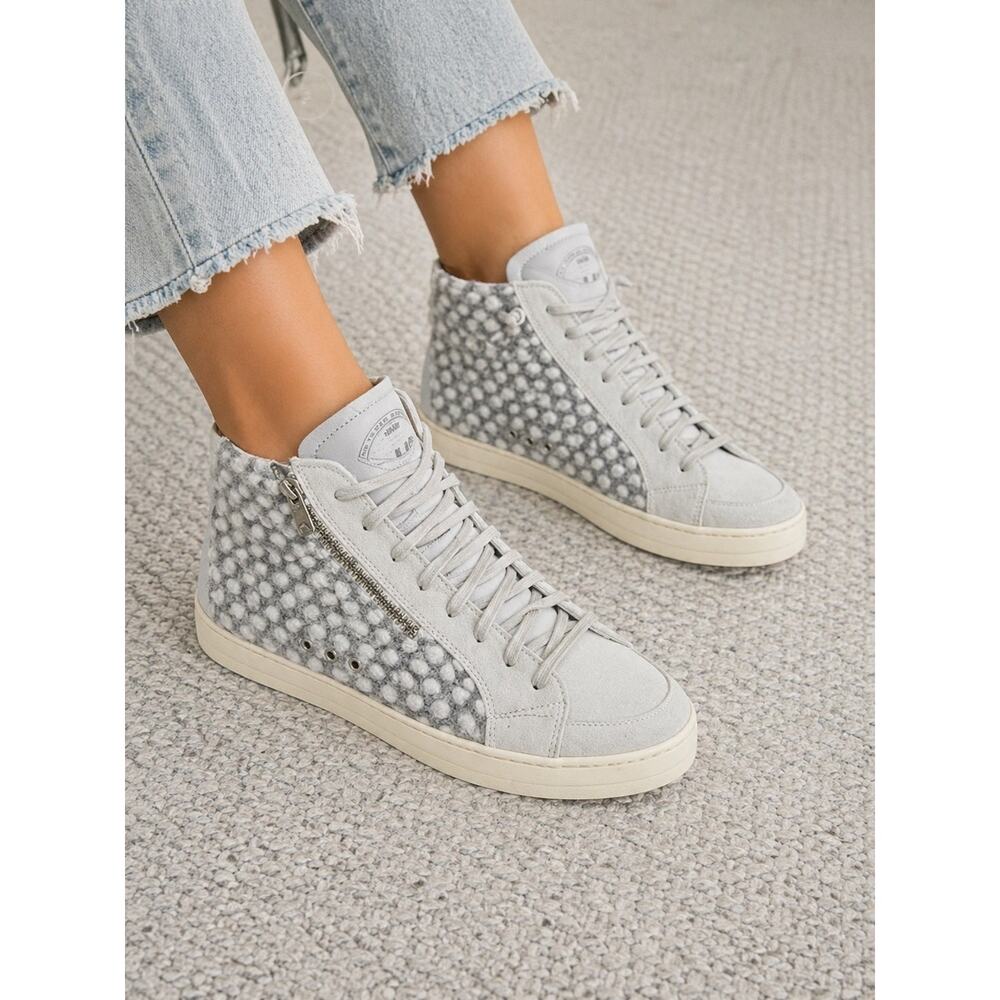 P448 Italy Suede Skate Hightop Sneakers Color Grey Size 7 EU 37
